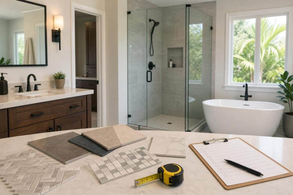 Bathroom remodel planning materials and checklist