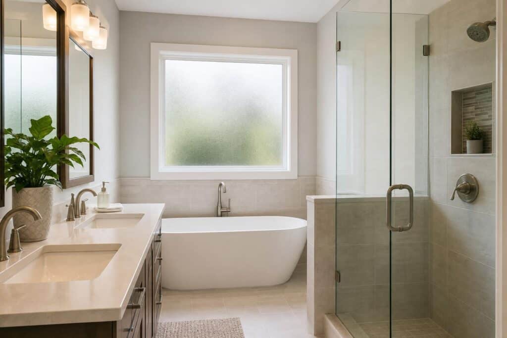 Bathroom remodel with privacy window and daylight