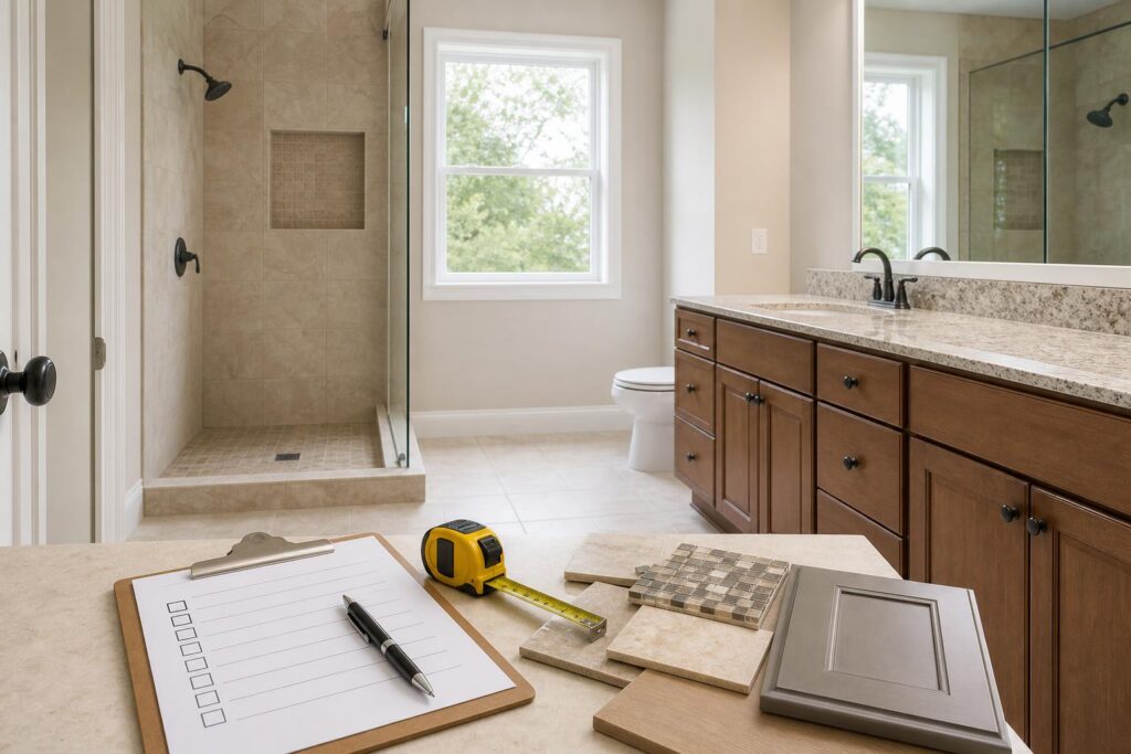 Bathroom remodel planning materials and checklist