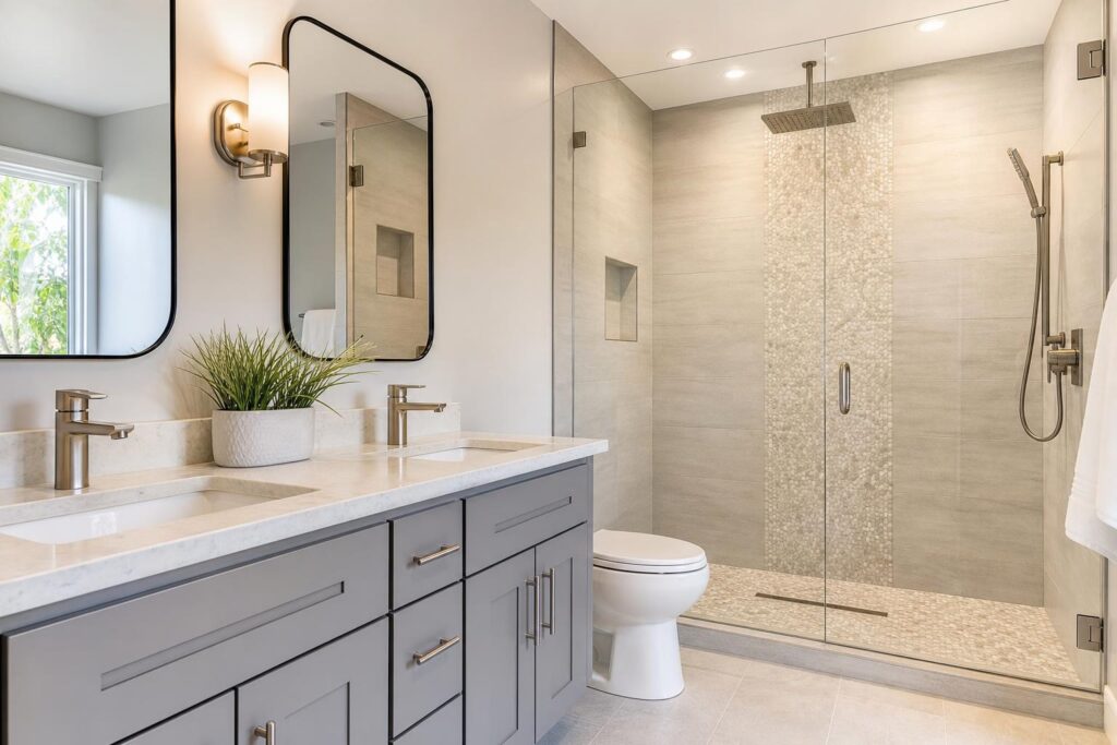 Modern bathroom remodel finish details